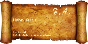 Hahn Aliz névjegykártya